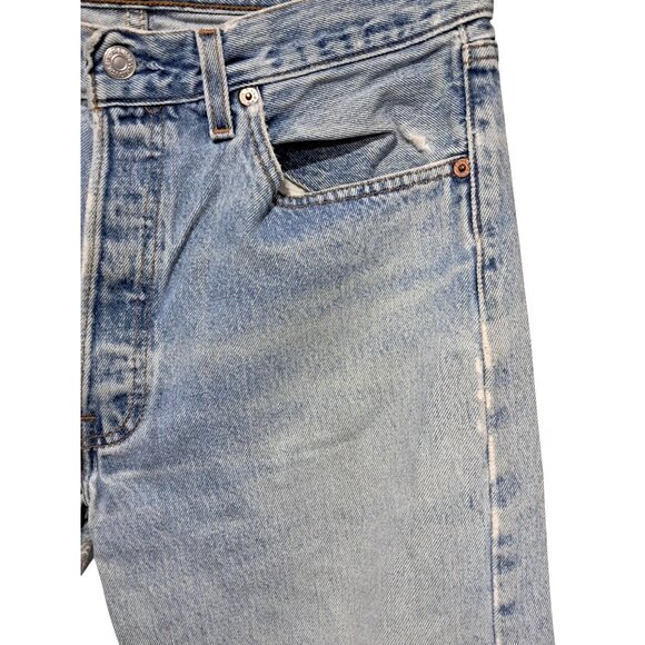 VIntage Levis 501 Jeans 90s Mens Actual 31 Tagged 33 Button Fly Distressed Fraye - Picture 12 of 15